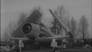 12/05/61 Commander Walter L. Fisher leaves Martinsville Airport in his AD-6 fighter after an em...