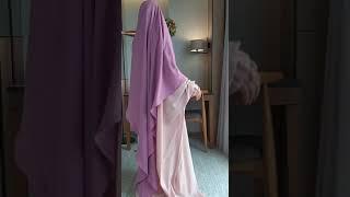 Muslimah Cream Saudi Butterfly Abaya Jilbab + Dusty Purple Diamond Triangle Khimar Set-ITADASHI 2021