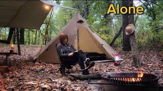 SOLO CAMPING UNDER RAIN USING TEEPEE TENT AND GEARTOP TARP OVERNIGHTER.