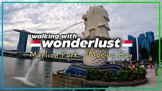 MERLION PARK TO MARINA BAY SANDS  // WATERFRONT WALK OF SINGAPORES ICONIC SKYLINE 4K WALKING TOUR