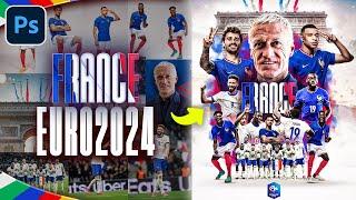 How to Make Poster Fooball  in Photoshop - France Euro 2024 - Simple Design