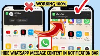 NEW! How to Hide Whatsapp message Content In Notification Bar 2023