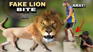 FAKE LION PART 2 "PUBLIC PRANK" | Grabe Yung reaction nila
