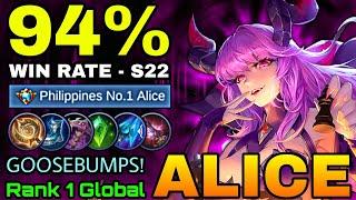 94% Win Rate S22 Alice Perfect Offlane! - Top 1 Global Alice by GOOSEBUMPS! - MLBB