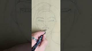 Drawing a Geometric Portrait on Butcher Paper | Personal Art Technique #shorts