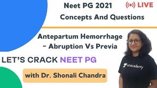 Antepartum Hemorrhage - Abruption Vs Previa | Target NEET PG 2021 | Dr. Shonali Chandra