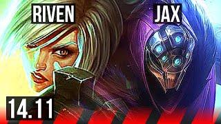 RIVEN vs JAX (TOP) | 7 solo kills, 900+ games, 11/2/2, Godlike | EUW Master | 14.11