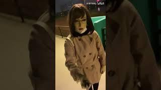 Sweet lady walking on the street wearing female mask silicone part 7