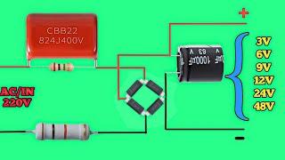 Convert #220V AC To DC All Volt 3v 6v 9v 12v 24v 48 led drive circuit ||  Use M7 Diode