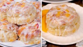 Glazed Peach Buttermilk Biscuits 