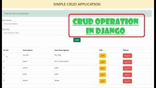 CRUD OPERATION IN DJANGO (create,read,update,delete operations in django)