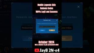 100% Legit Mobile Legends Skin Redeem Codes October 2024 #mlbbdiamondscode #mobilelegends