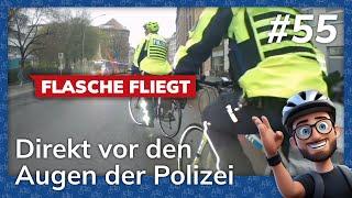  Flaschenwurf direkt vor der Polizei – Dashcam (Berlin Cycling Diary)