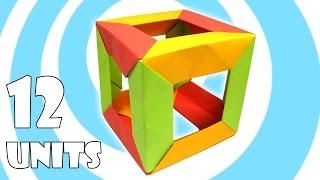 Modular Origami Cube Tutorial (12 units) (Tomoko Fuse)