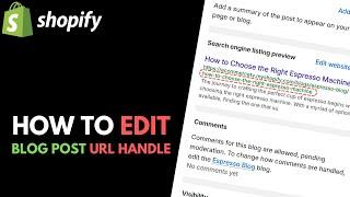 Shopify: How to Edit the URL Handle of a Blog Post