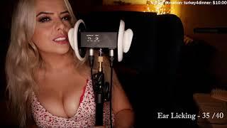 ASMR | Ear Licking (3Dio) Blonde milf making relaxing sounds with her mouth