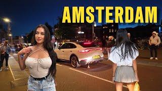 Late Evening in Amsterdam 4K Nightlife Walking Tour 2024