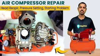 Air Compressor Repair | Compressor Auto Cut Off Switch, Pressure Setting, Head Repair | Compressor