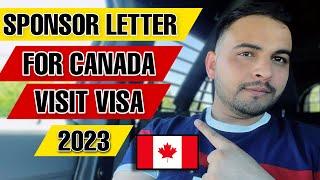 Canada Visitor Visa Sponsor Letter 2023