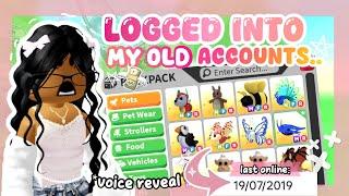 I LOGGED  Into My OLD Adopt Me 2019 ACCOUNTS🫢!! (voice reveal)