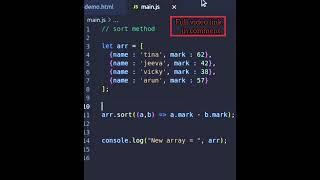 Sort array elements in ascending and descending order - javascript #shorts #sorts