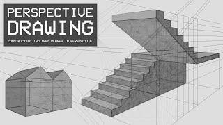 Perspective Drawing 13 - How To Construct Inclined Planes In Perspective