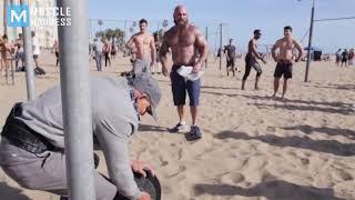 Old Man Street Workout Prank   Muscle Madness