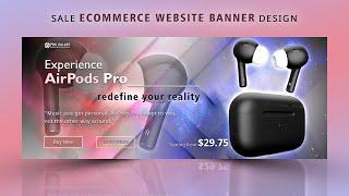 Sale Banner Design For Ecommerce Website In Photoshop | Web Banner Design | Landing Page UI Design