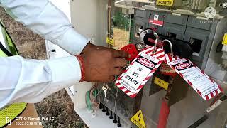 LOTO (LOCKOUT TAGOUT) procedure demonstration..