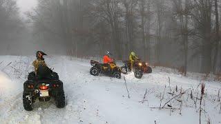 Polaris Scrambler S vs 3  Can-Am' s vs Yamaha | First Ride on the snow this season | MUD & SNOW 