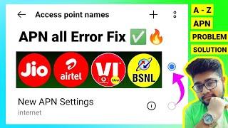 APN ALL ERROR FIX   | APN Not Saved, Unavailable And Hidden, APN Is Not Available, APN Not Working