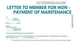 Letter for Non Payment of Maintenance – Sample Letter Regarding Flat Maintenance