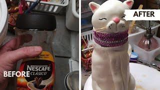 How to Make Cat Jar out of Diy Air dry Clay #coldporcelainclay #airdryclayproject #airdryclay