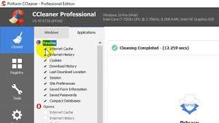 How to clear cache and cookies using a program CCleaner