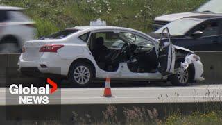 Woman dies after car windshield hit by "volleyball-sized" rock on BC highway