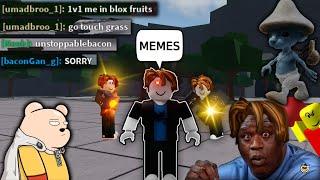 "1v1 me in blox fruits" | The Strongest Battlegrounds Funny Moments | ROBLOX | MEMES