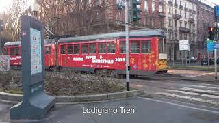 Tram ATM Milano 4722 - 4603 in arrivo e ripertenza alla fermata Lanza