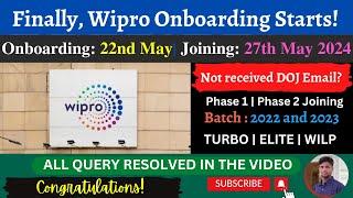 Wipro Onboarding Update | Joining: 27th May 2024 | Turbo, Elite, Wilp, SIM| Watch Now!️