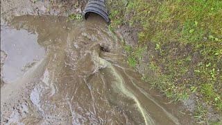 Huge Whirlpool While Draining Street Flood