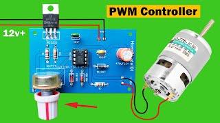 12V Motor controller circuit, DC motor speed controller using 555 IC