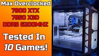 MAX OC 7950X3D + 7900XTX Tested In 10 Games! (300+ FPS Machine)