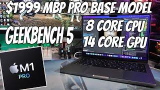 14" MacBook Pro Benchmark - Apple M1 Pro 8 Core Base Model Geekbench 5