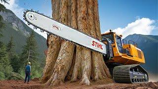 Extreme Dangerous Fastest Big Chainsaw Cutting Tree Machines | Monster Stump Removal Excavator #16