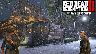 [4K] Walking In A Blizzard Around Saint Denis - Red dead redemption 2