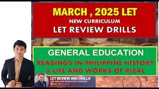 GENERAL EDUCATION SOCIAL STUDIES AND LIFE AND WORKS OF RIZAL MARCH 2025 LET REVIEW DRILLS