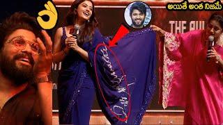 See Vijay Devarakonda Name On Rashmika Mandanna Saree At Pushpa Pre Release Event | Always Filmy