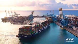 CMA CGM Jacques Saade LNG powered containership - Maiden Call at Malta Freeport Terminals
