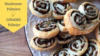 How to Make Puff Pastry Mushroom Palmiers | Qat-qat Xəmirdən Göbələkli Palmier Necə Hazırlanır