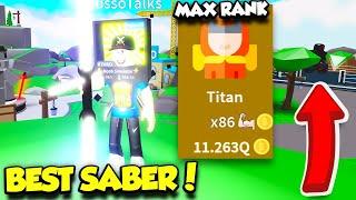 GETTING THE MOST EXPENSIVE SABER AND BECOMING MAX RANK IN SABER SIMULATOR UPDATE!! (Roblox)