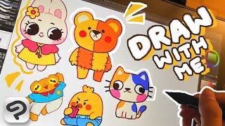  chatty draw with me | drawing stickers for small business, stationary pal haul | CLIP STUDIO PAINT